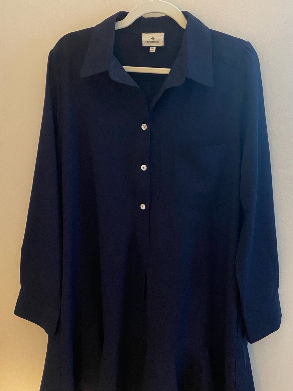 Tuckernuck Navy Blue Crepe Callahan Shirt Dress - Size XXL - Like New